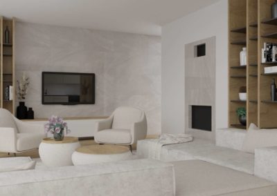 3D návrh luxusnej obývačky